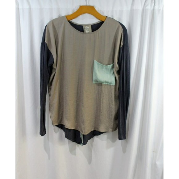 dolan Tops - Dolan Womens Color Block Long Sleeve One Pocket Top S